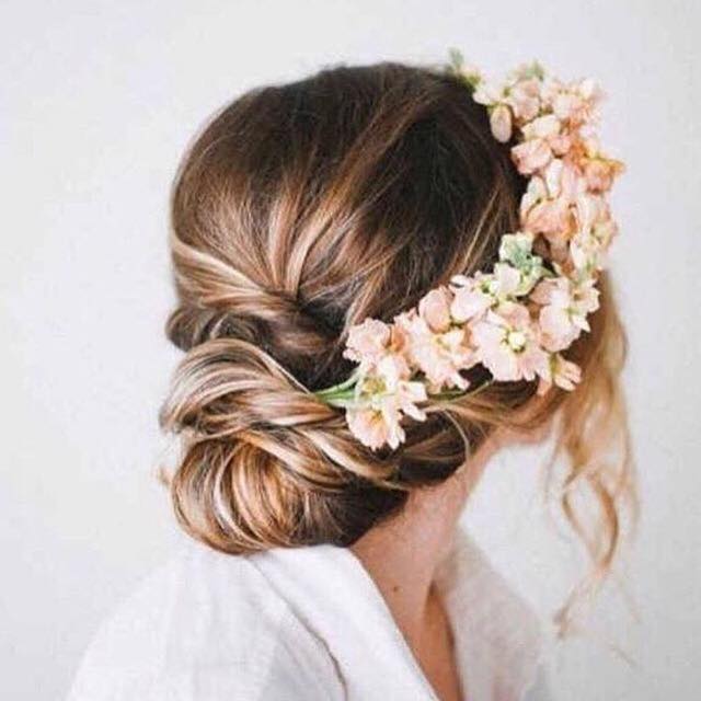 fresh flowers hair updo
