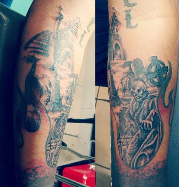 zombie Cemetery Tattoo Designs