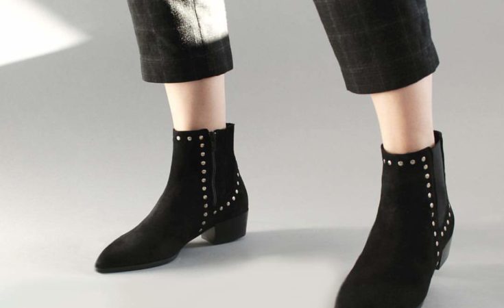 Pointed Toe Black Ankle Length Boots