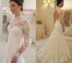 Structural high-neck wedding outfit with fine work of embroidery