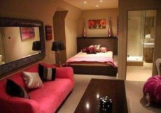 Pink Girly Romantic Room with Velvet Couch