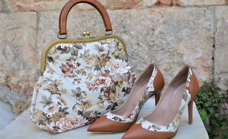 Pointed Toe Printed Shoes With Matching Handbag