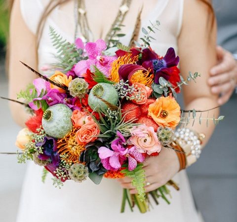 Vibrant Boho Style Wedding Bouquet